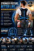 Posture Corrector Brace — Back Pain Relief, Adjustable Fit