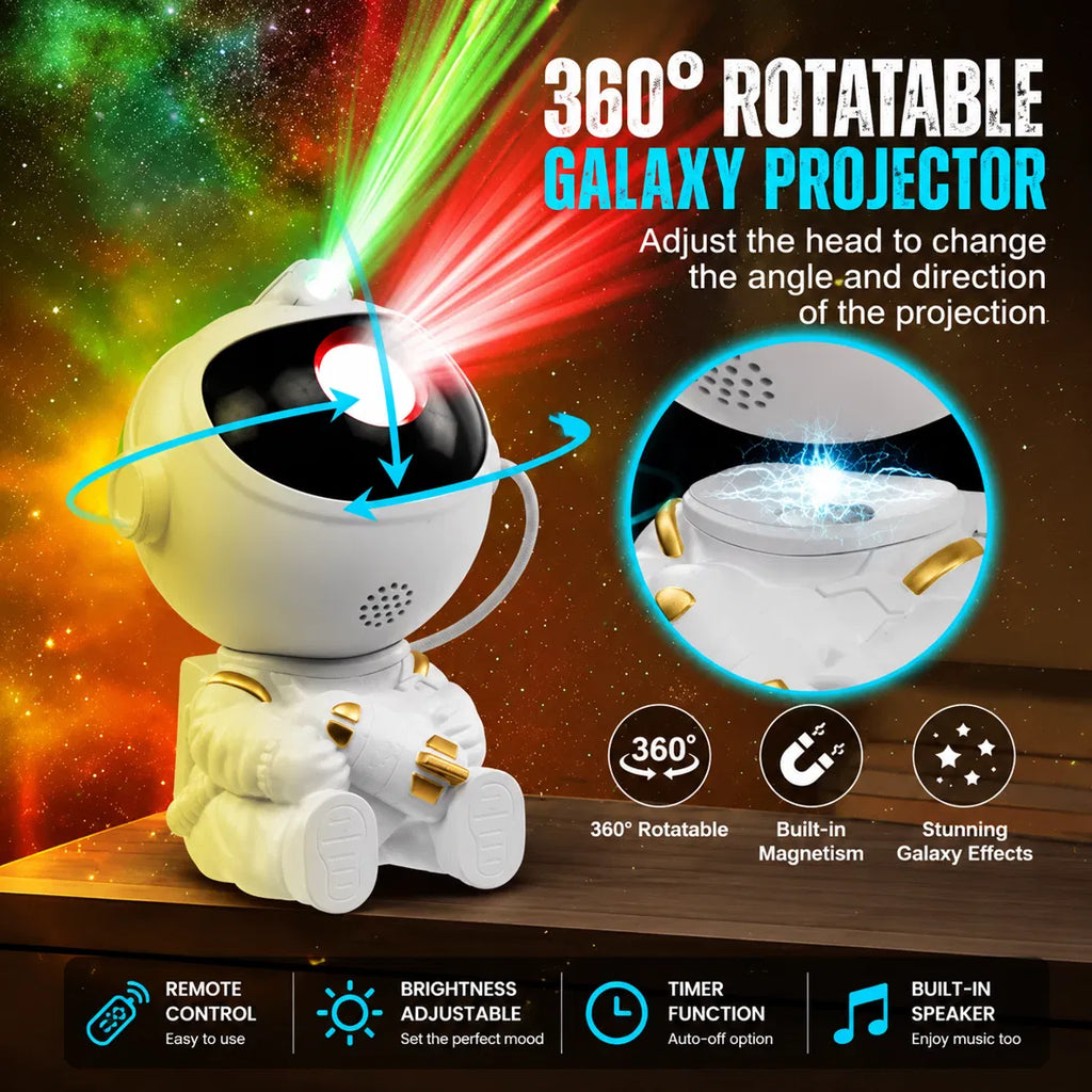 Galaxy Star Projector — Astronaut Nebula Night Light with Bluetooth Speaker